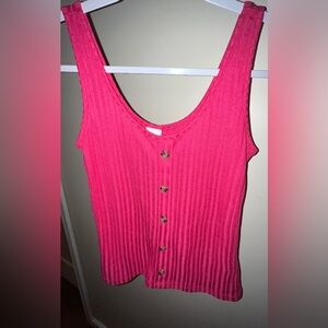 H&M Pink Ribbed Sleeveless Cropped Tank Top